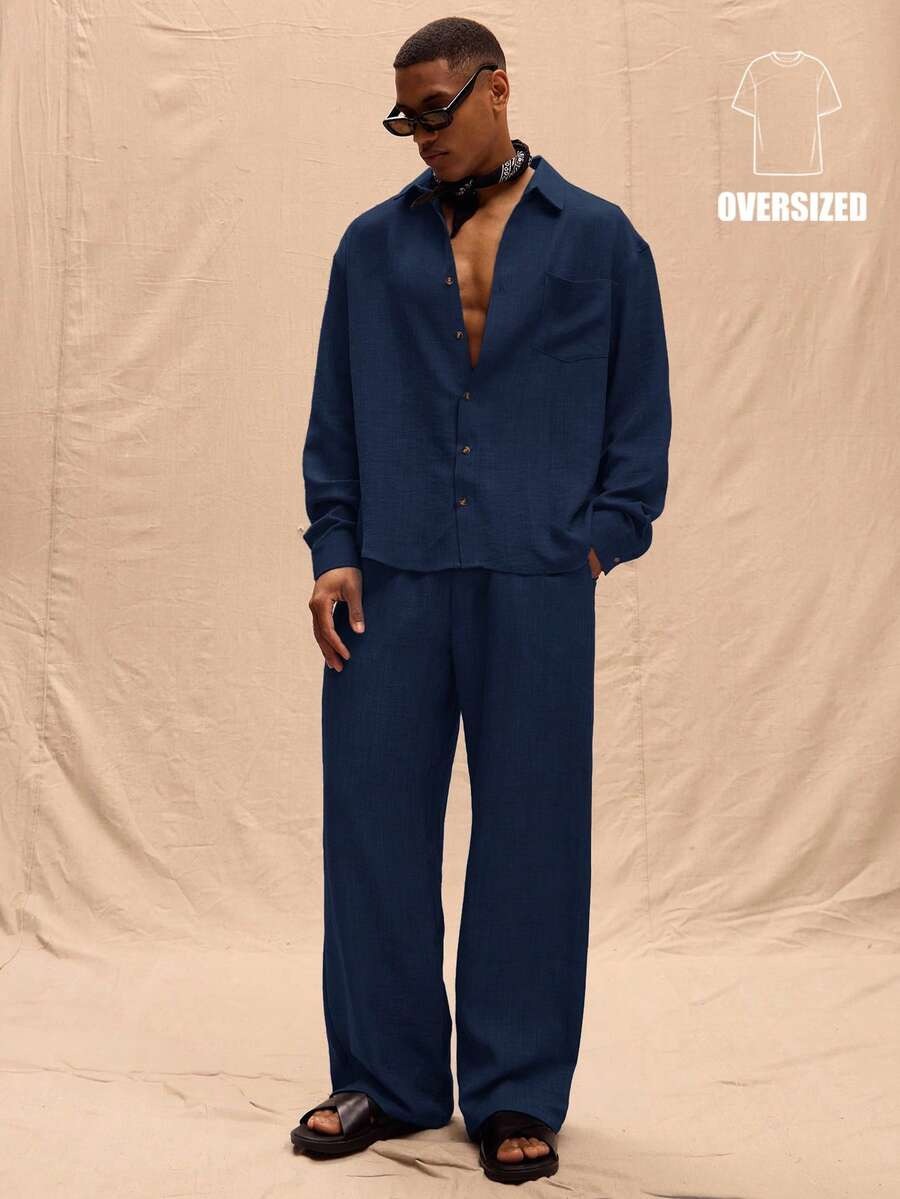 calça masculina linho oversized