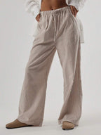 Calça fem com textura em linho