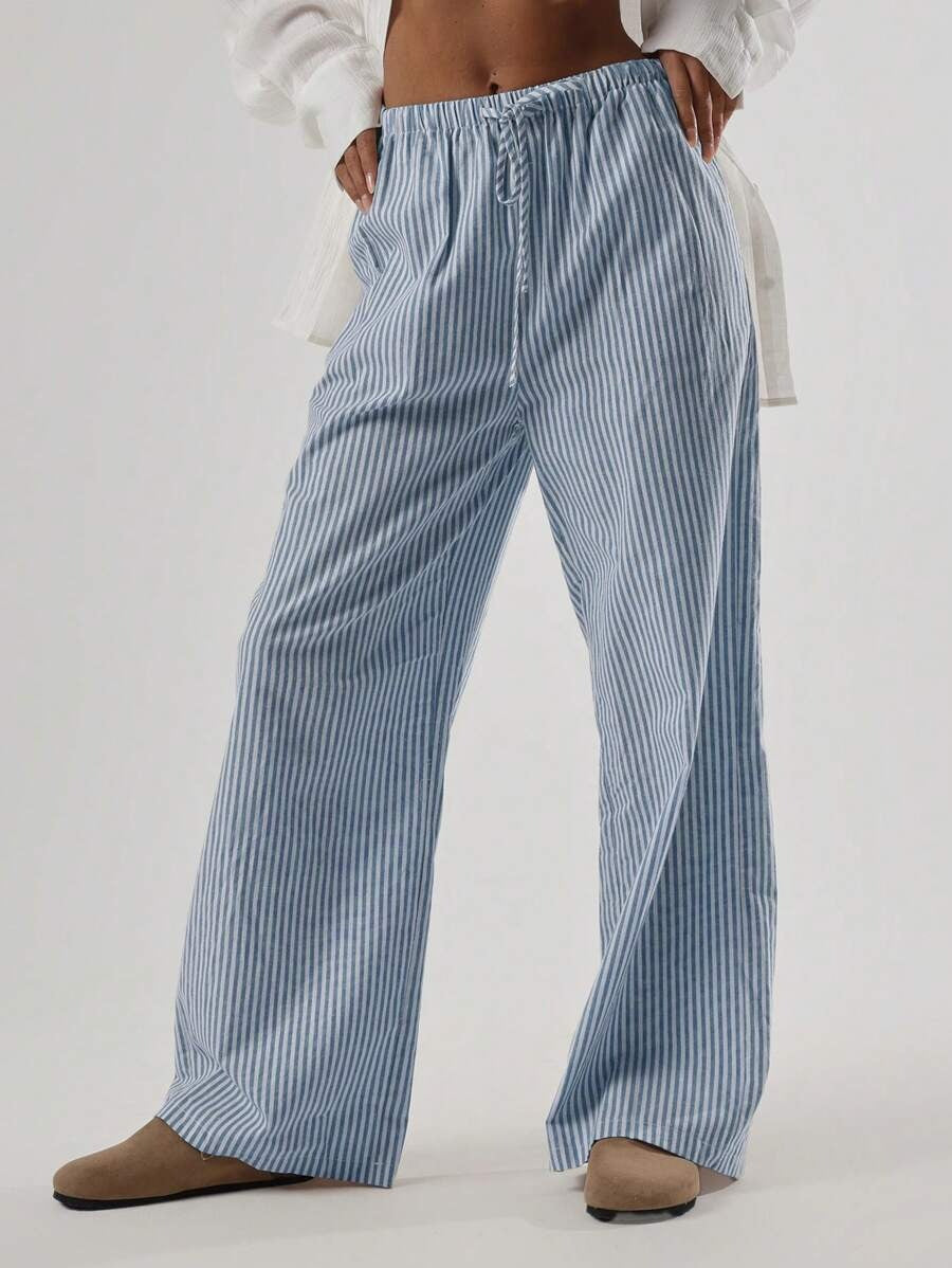 Calça fem com textura em linho