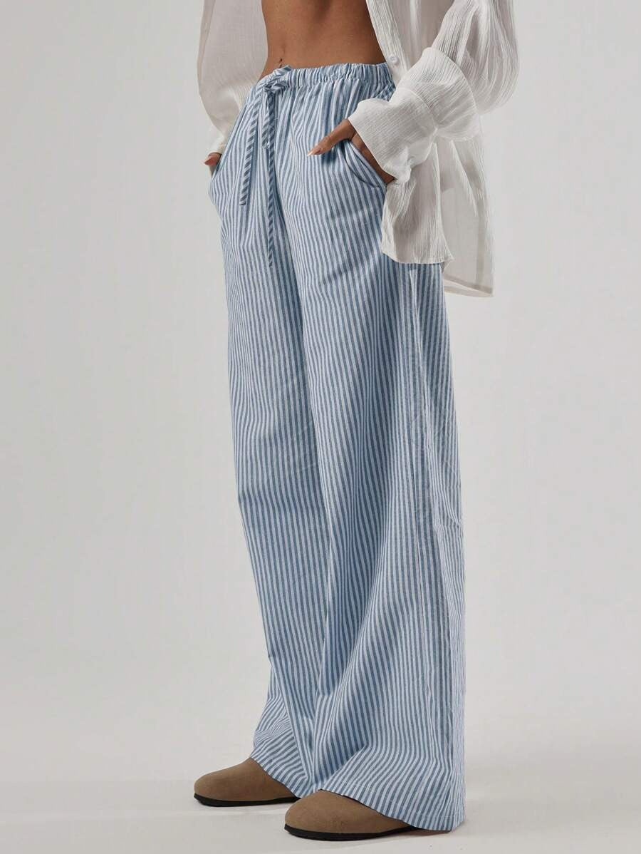 Calça fem com textura em linho