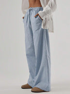 Calça fem com textura em linho