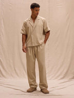 Calça reta masculina linho