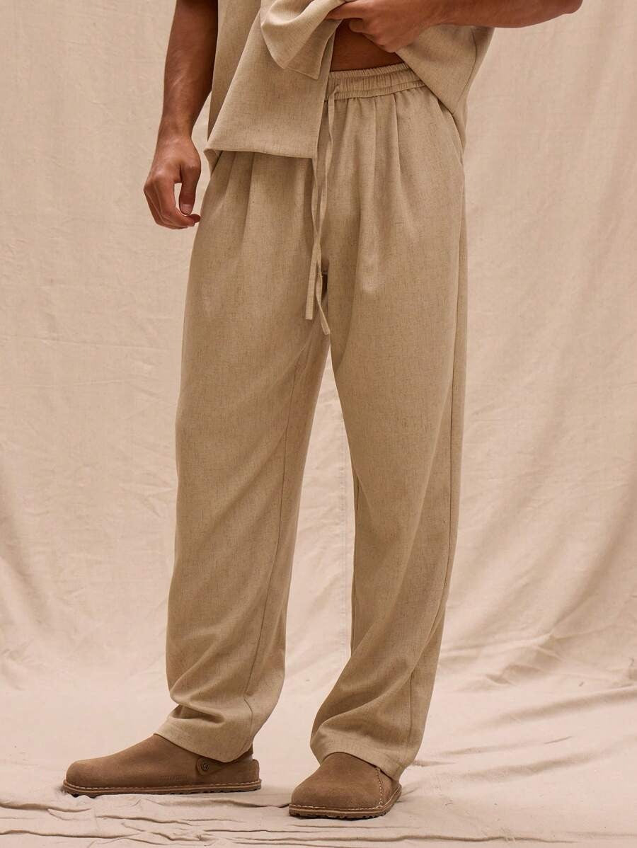 Calça reta masculina linho