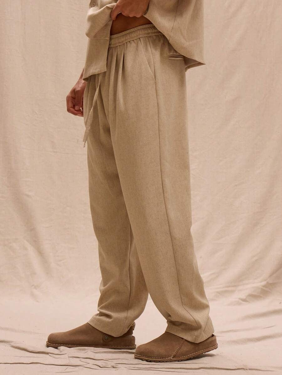 Calça reta masculina linho