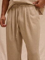 Calça reta masculina linho