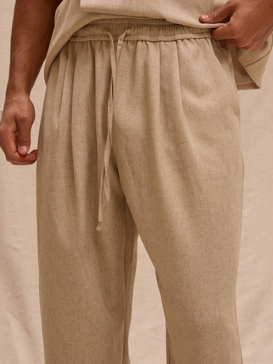 Calça reta masculina linho